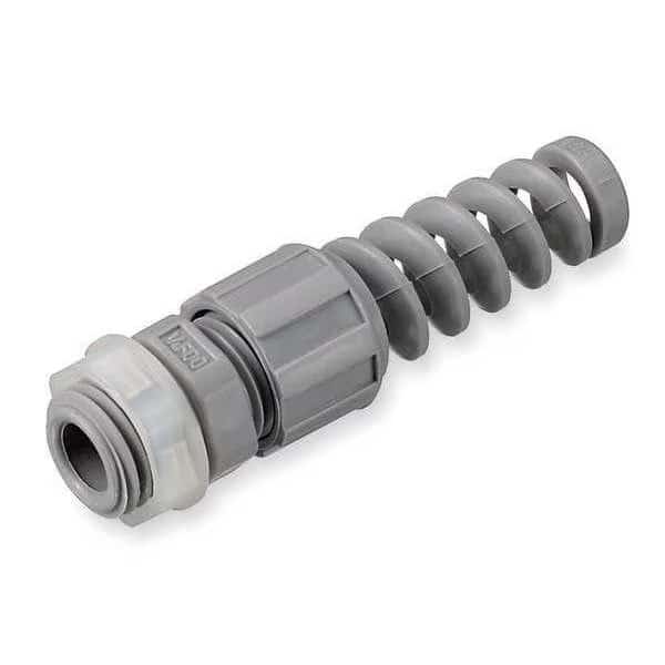 Liquid Tight Connector, 1/2in, Spiral, Gray, HUBBELL WIRING DEVICE-KELLEMS, Mfr# HJ1041G