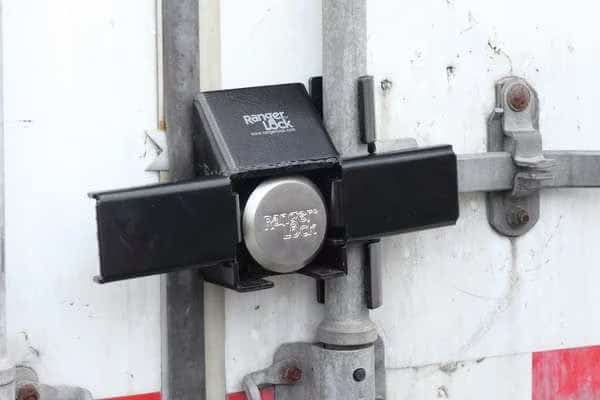 Padlock Guard, Hardened Steel, Blk, 12"L