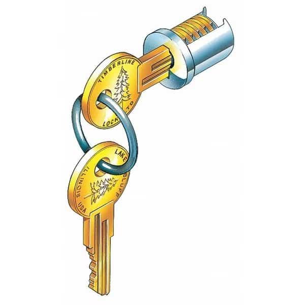 Cabinet and Drawer Lock Cylinder, Satin Nickel, 2 Number of Keys, Different Key Type