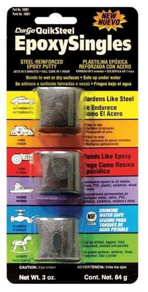 Putty, 1 oz Container Size, Strips, Quicksteel, Gray