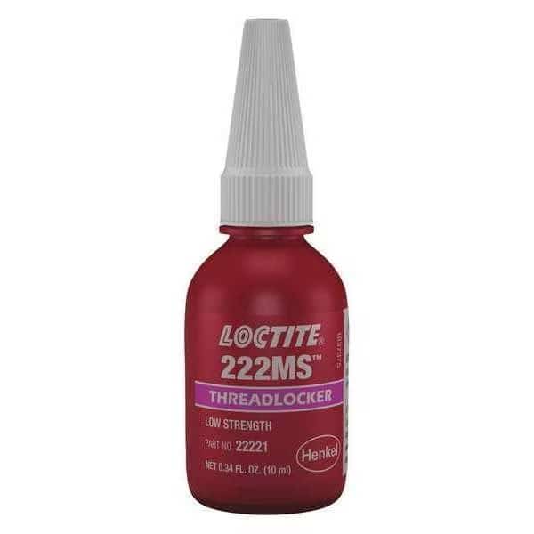 Threadlocker, LOCTITE 222MS, Purple, Low Strength, Liquid, 10 mL Bottle