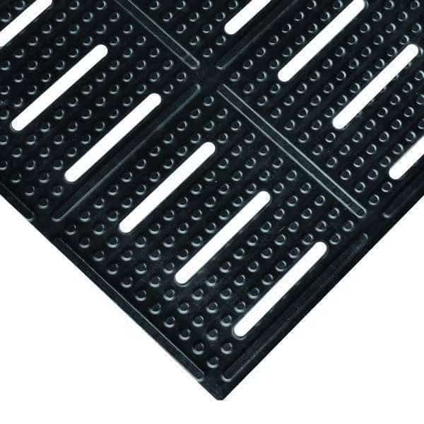 Antifatigue Mat, Nitrile Rubber, Slotted, 2 ft W x 60 ft L, Black