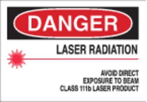 Danger Laser Sign, 7 in H, 10 in W, Plastic, Rectangle, 25258