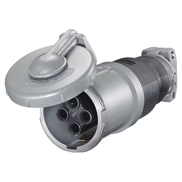 Watertight Pin & Sleeve Connector, 60 A, 600V AC/250V DC, Three Phase, 3 Pole, Style 2 Grounding