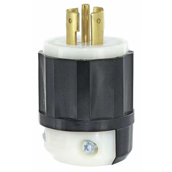 Locking Plug, L23-20P, 20 A, 347/600V AC, Three Phase, 4 Pole, Screw Terminals, Black, White