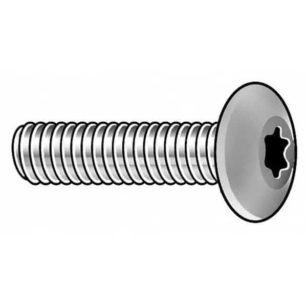 #10-24 x 2-1/2 in Torx Button Machine Screw, Zinc Plated Steel, 25 PK