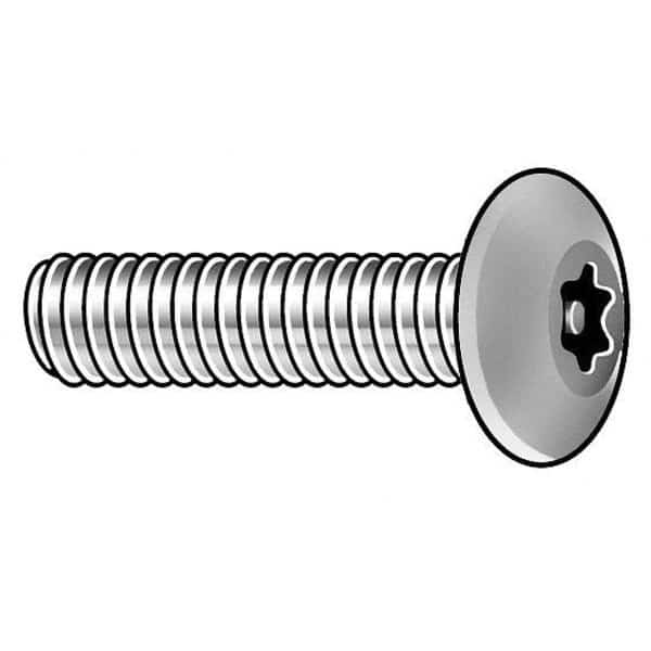 #10-24 x 1-1/2 in Torx Button Tamper Resistant Screw, Black Oxide Finish, Steel, 25 PK