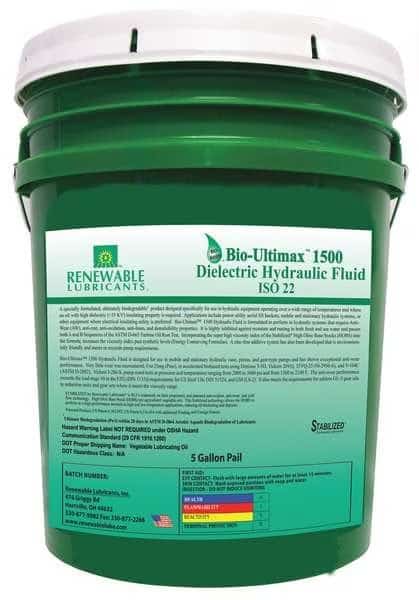 5 gal Pail, Hydraulic Oil, 22 ISO Viscosity, Not Specified SAE
