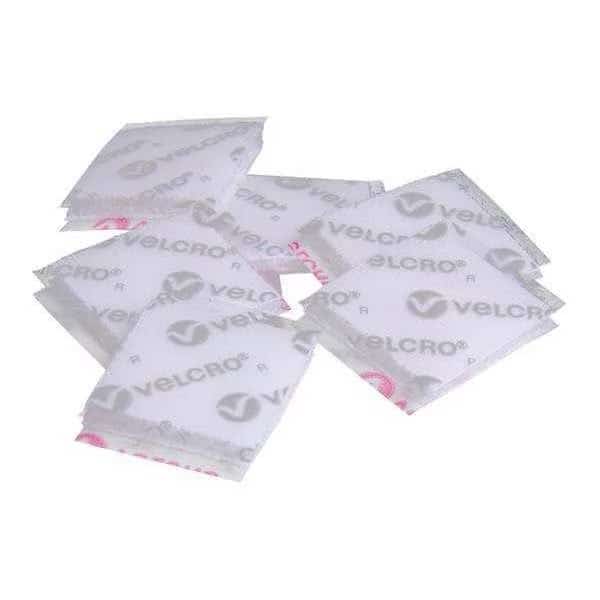 Reclosable Fastener Shape, Square, Acrylic Adhesive, 1 in, 1 in Wd, White, 50 PK