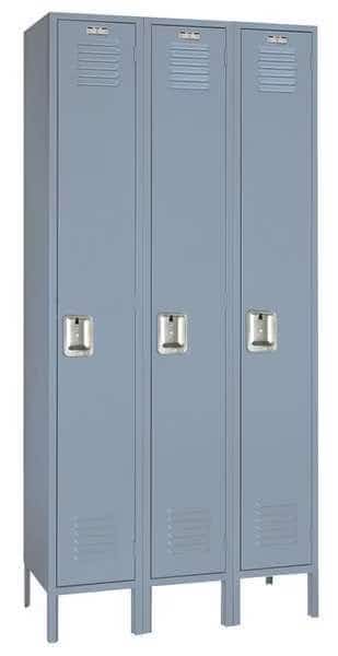 Wardrobe Locker, 36 in W, 18 in D, 66 in H, (1) Tier, (3) Wide, Dove Gray