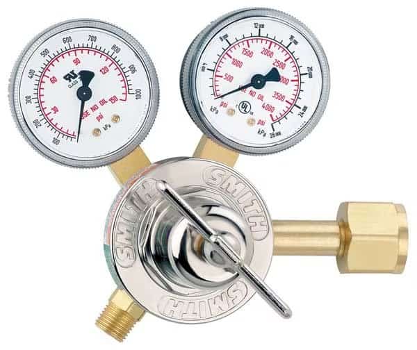 Gas Regulator, Oxygen, Single Stage, 0.825"-14 Inlet, 9/16"-18 Outlet, 100 psi