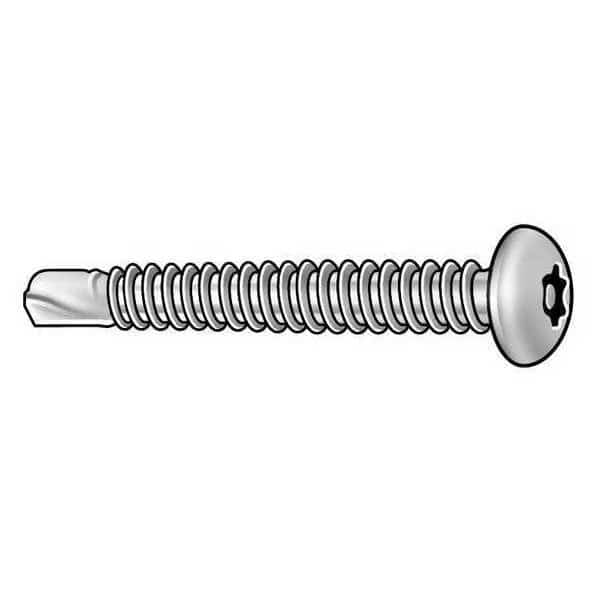 Tamper Resistant Screw, 1/2 in, Plain Finish, 410 Stainless Steel, Pan Head Torx Drive, 25 PK