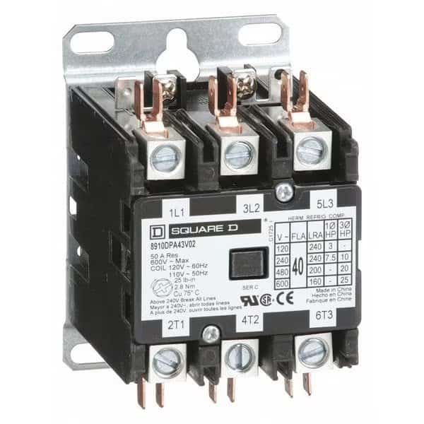 Definite Purpose Magnetic Contactor, 3 Poles, 40 A Full Load Amps-Inductive, 120V AC, 50/60 Hz