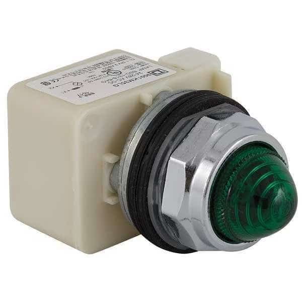 Pilot Light, LED, 120V, 30mm, Chrome, GR, SCHNEIDER ELECTRIC, Mfr# 9001KP38LGG9
