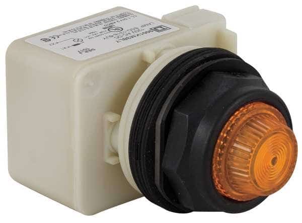 Pilot Light Complete, Amber, LED, SCHNEIDER ELECTRIC, Mfr# 9001SKP38LYA31