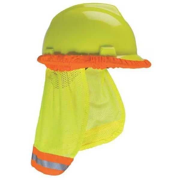 Sun Shade, Hard Hat Protector, Breathable Mesh, Hi-Viz Yellow-Green, One Size Fits All