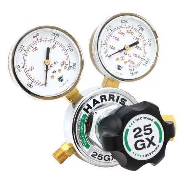 Gas Regulator, Acetylene, Single Stage, 0.825"-14 Inlet, 9/16"-18 Outlet, 0 to 15 psi