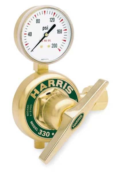 Gas Regulator, Argon, Nitrogen, Single Stage, 0.965"-14 Inlet, 9/16"-18 Outlet, 0 to 125 psi