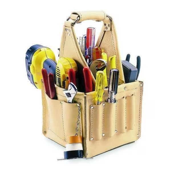 Tool Tote, Tan, Leather, 17 Pockets