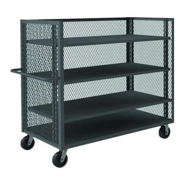 14 ga. Steel 3 Sided Mesh Stock Cart 2000 lb. Capacity, 66-1/2"L x 30-3/8"W x 56-7/16"H