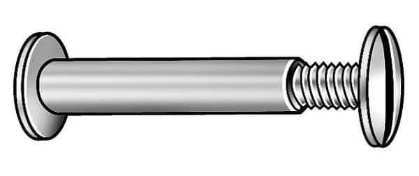 Binding Barrel, #8-32, 3/16 in Brl Lg, 13/64 in Brl Dia, Aluminum Plain, 50 PK
