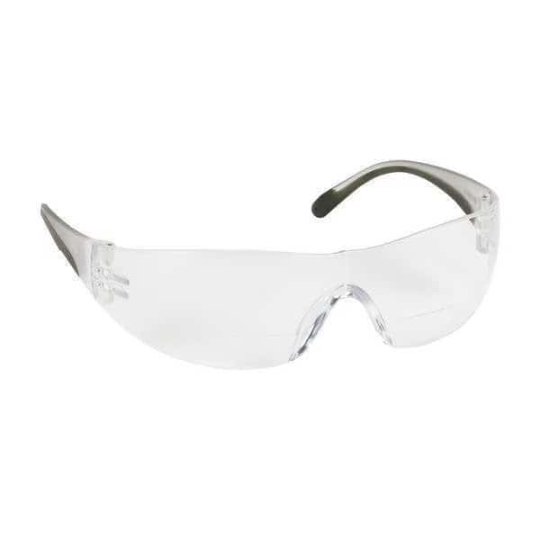 Bifocal Safety Reading Glasses, Wraparound, Anti-Scratch, Clear Temple, Clear Lens, +1.75 Diopter