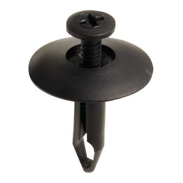 Push-In Rivet, Dome Head, 1 in L, Nylon Body, 10 PK