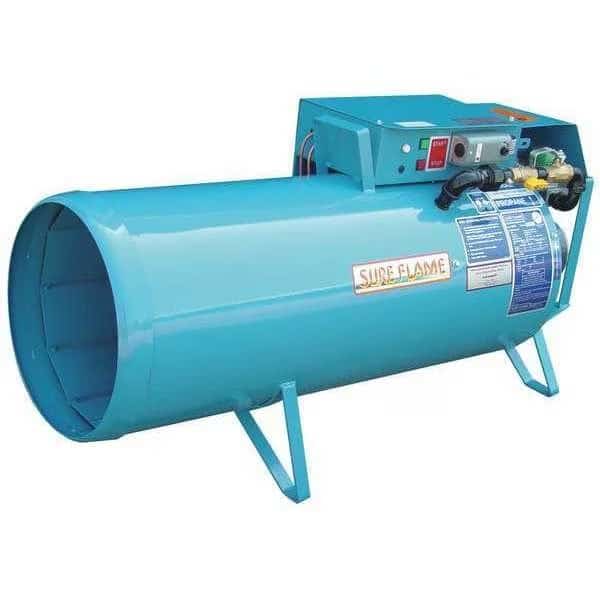 Portable Gas Torpedo Heater, Vapor Propane, Natural Gas, Direct Spark, 18 in Wx 46 in L