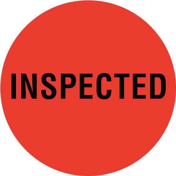 Circle Inventory Control Label, Inspected, Red, Pk1000