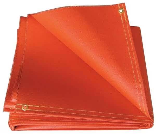 Welding Curtain, Silicone Coated Fiberglass, 5 ft. W., 5 ft. H., 20 oz/sq yd, With Grommet, Orange