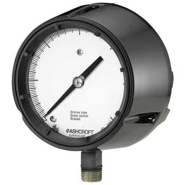 Process Pressure Gauge, 0 to 600 psi, 4 1/2 in Dial, 1/2 in NPT, Bottom Location