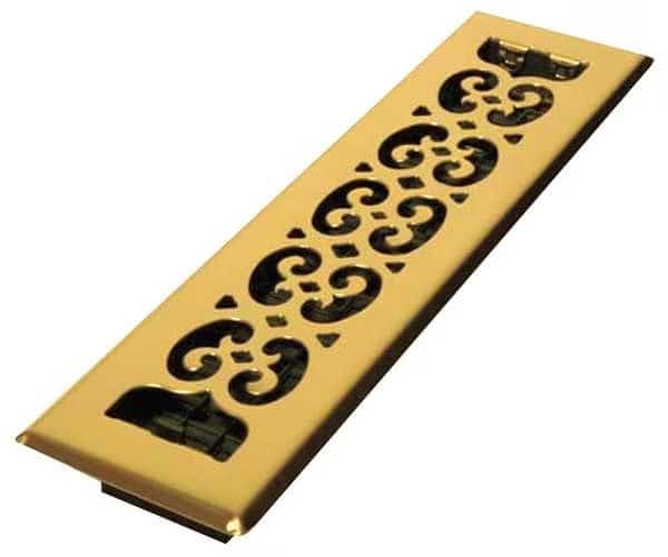 Floor Register, 2-1/4 X 14, Bright Brass, Brass, DECOR GRATES, Mfr# SPH214
