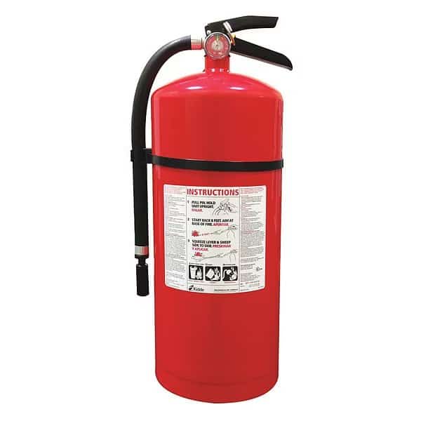 Fire Extinguisher, Class ABC, UL Rating 6A:80B:C, Rechargeable, 20 lb capacity, 20 ft Range
