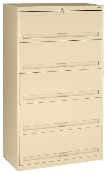 36" W 5 Drawer Lateral File Cabinet, Champagne/Putty, Letter/Legal
