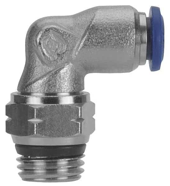 Male Swivel Elbow, Push-to-Connect x Universal, 3/8 in Tube OD, 3/8 in Pipe Size, Metal, 5 PK
