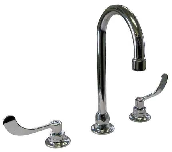 Manual Gooseneck Kitchen/Bathroom Faucet, 8" Mount, 3 Hole, Chrome