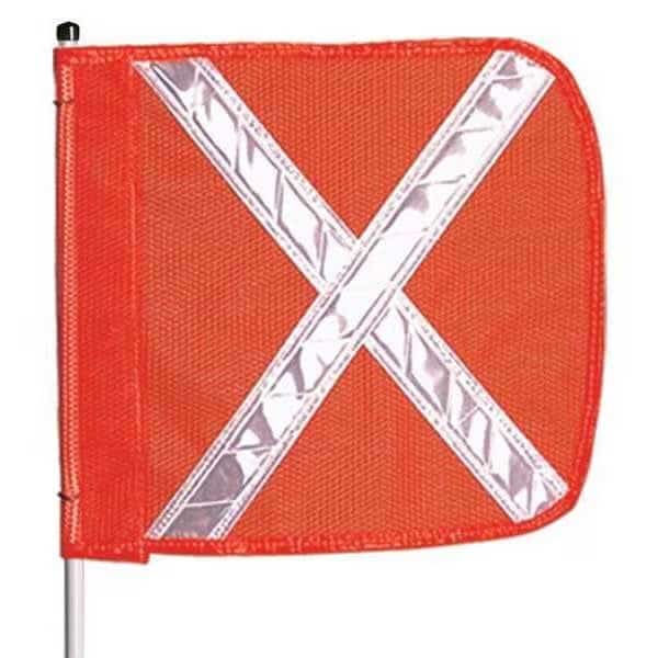 Warning Whip with Reflective X Flag, White Whip, Orange Flag, Pole
