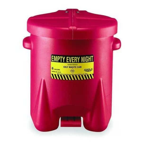 Oily Waste Can,6 Gal.,Poly,Red, Mfr#: 933FL, EAGLE