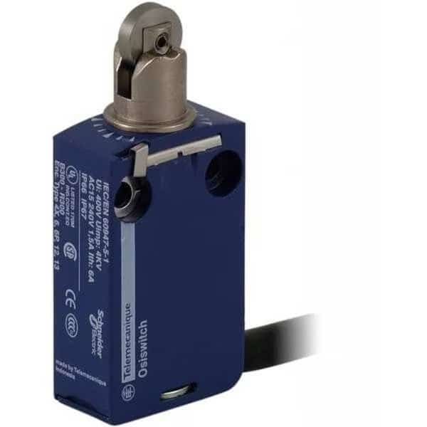 Limit Switch, Plunger, Roller, 1NC/1NO, 6A @ 240V AC, TELEMECANIQUE SENSORS, Mfr# XCMD2102L1