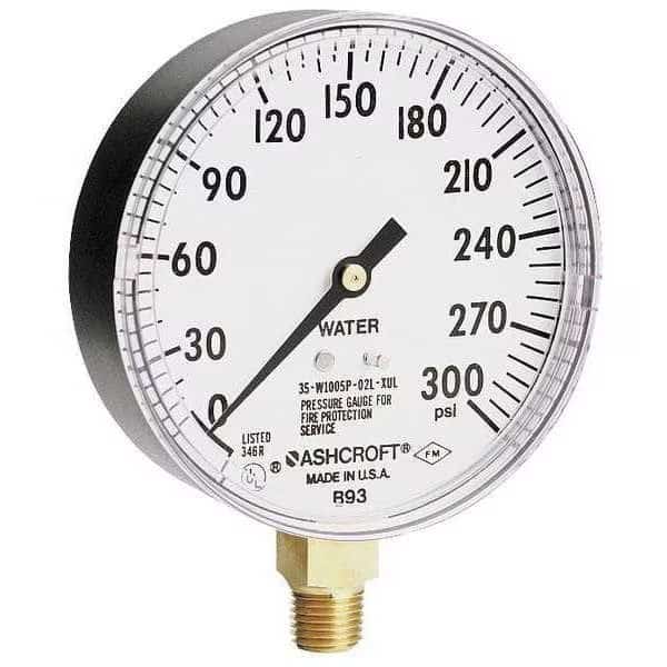 Pressure Gauge,0 to 300 psi,3-1/2In, Mfr#: 35W1005PH02LXULZG300#-8382, ASHCROFT