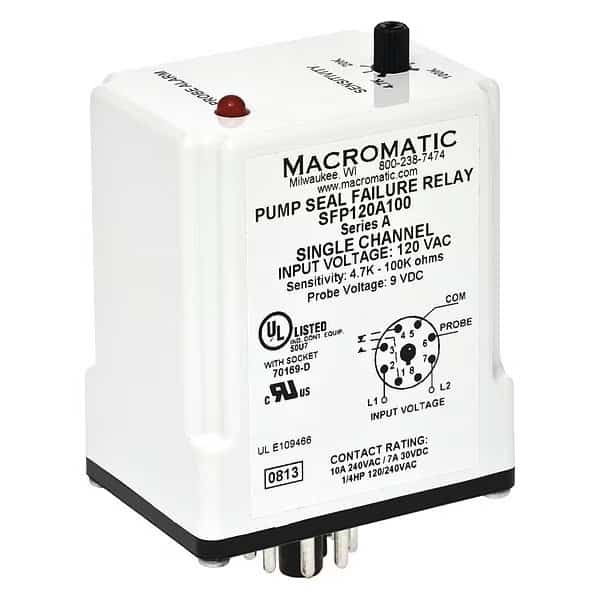 Pump Seal Failure Relay, SPDT, 8Pin, 120VAC