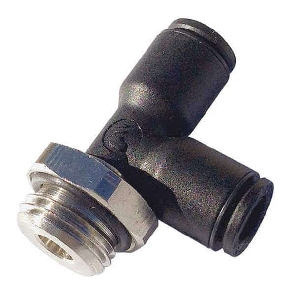 Male Run Tee, 5/32 in or 4mm Tube Size, Nylon, Black, 10 PK