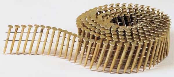 Collated Roofing Nail, 1-1/2 in L, 11 ga, Galvanized, Flat Head, 15 Degrees, 7200 PK