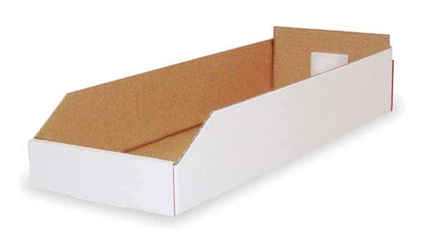 Corrugated Shelf Bin, Cardboard, 8 1/4 in W, 4 3/4 in H, White