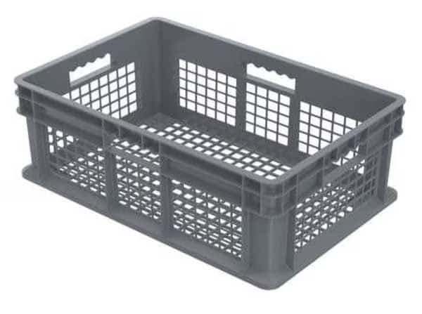Straight Wall Storage Container, 13.3 gal, 23-3/4 in L, 15-3/4 in W, 8-1/4 in H, Gray