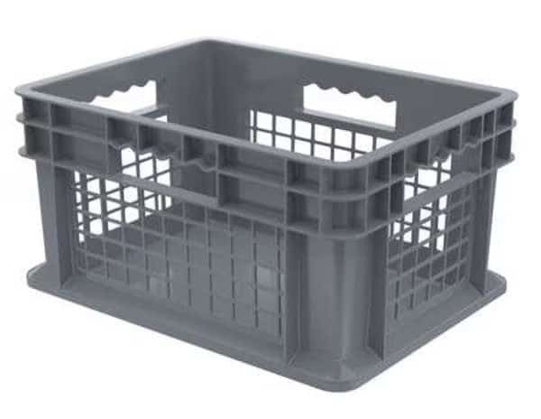 Straight Wall Storage Container, 6.7 gal, 15-3/4 in L, 11-3/4 in W, 8-1/4 in H, Gray