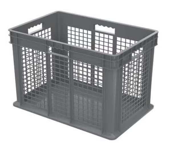 Straight Wall Container, Gray, Industrial Grade Polymer, 23 3/4 in L, 15 3/4 in W, 16 1/8 in H, Akro-Mils, Mfr#: 37676GREY