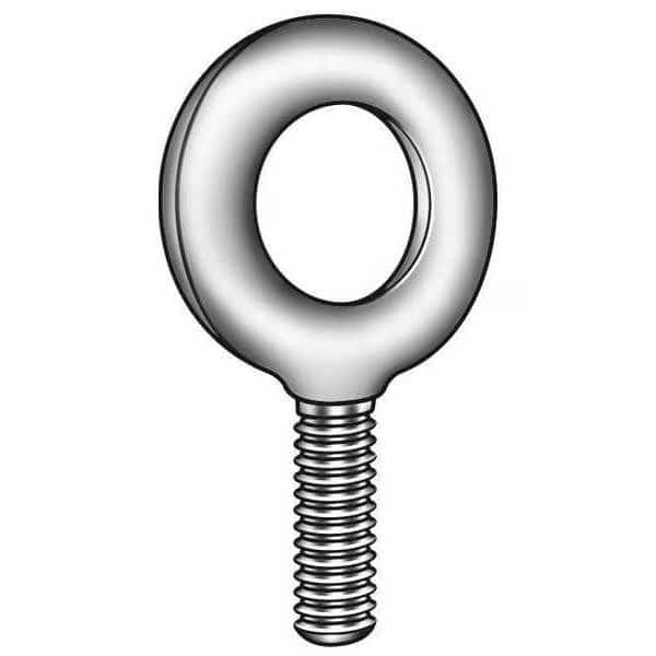 Eye Bolt Without Shoulder, 9/16"-12, 1-5/8 in Shank, 1-9/32 in ID, Steel, Plain