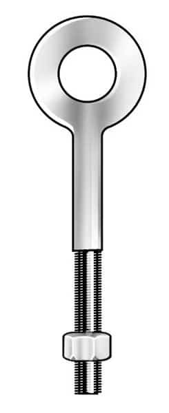 Machinery Eye Bolt Without Shoulder, 5/16"-18, 4-1/4 in Shank, 5/8 in ID, Steel, Galvanized, Ken Forging, Mfr#: N2002-4-1/4