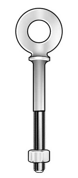 Eye Bolt With Shoulder, 5/16"-18, 2-1/4 in Shank, 5/8 in ID, Steel, Galvanized